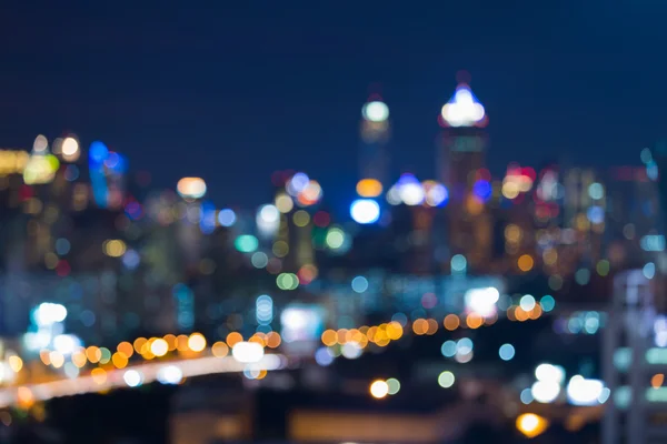 Abstract blurred bokeh lights, city downtown — Stock Photo, Image