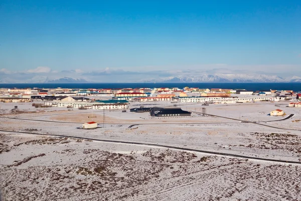 Aerial view small village Iceland in winter — Stock Photo, Image