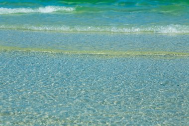 Mavi deniz dalga sahilde kapatın