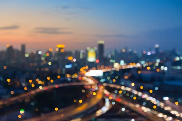 Aerial view blurred, city blurred lights night view — Stock Photo, Image