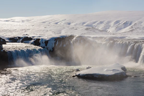 Big waterfalls in winter season — Stock Photo, Image