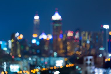 Gece ışıkları, bulanık bokeh büyük şehir şehir, arka plan soyut
