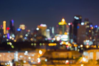 Gece bokeh ışıklar ofis merkezi iş şehir merkezinde, arka plan bulanık