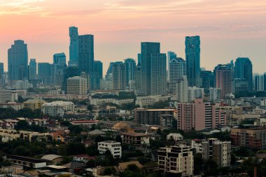 Havadan görünümü şehir ofis ve rezidans alanı iş downtown arka plan