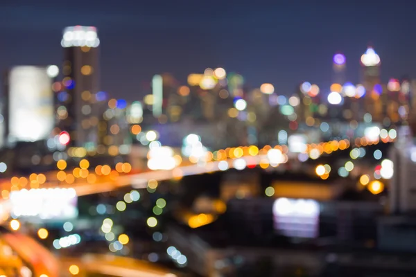 Abstract blurred bokeh lights city and road — Stock Photo, Image