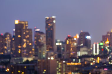 Bulanık gece bokeh ışıklar gece görünümü, Ofis Binası