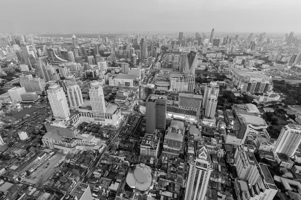 Blanco y negro, Vista aérea ciudad central centro de negocios skyline —  Fotos de Stock