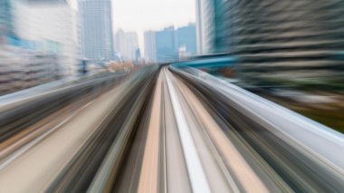 Blurred motion moving high speed train inside tunnel clipart
