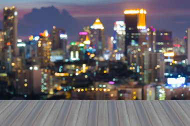 Bulanık bokeh office ışıklar gece görünümü oluşturma, soyut arka plan