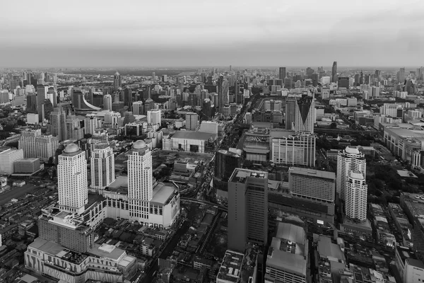 Blanco y negro, Vista aérea Bangkok centro ciudad —  Fotos de Stock