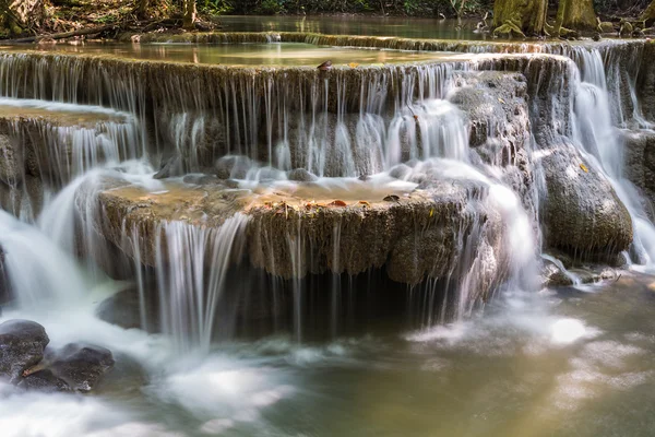 Přírodní vodopád v hlubokém lese přírodním parku — Stock fotografie