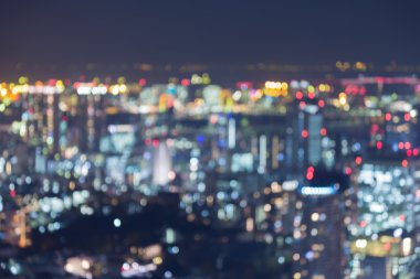 Gece görünümü, bulanık ışıklar şehir şehir
