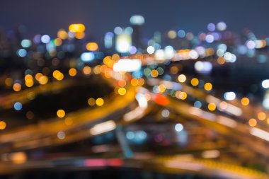 Bulanık bokeh ışıklar şehir yol gece görünümü, arka plan