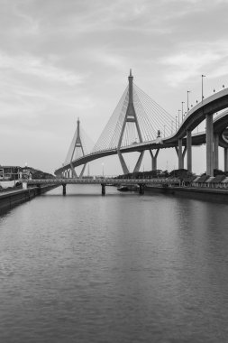 Siyah ve beyaz, asma ikiz köprü 