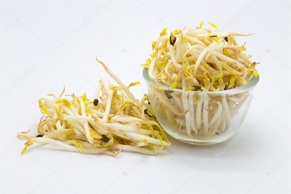 Bean sprouts on glass bowl 