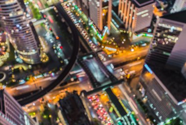 Defocused Bangkok şehir gece ışık bokeh, arka plan bulanıklık