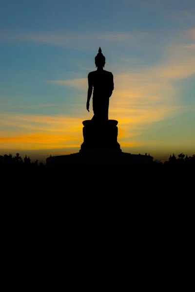 Siluet Buda günbatımı arka plan, Tayland — Stok fotoğraf