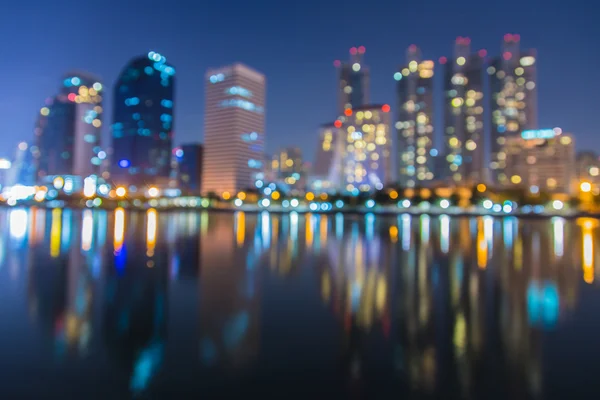 Paesaggio urbano di Bangkok al crepuscolo, Foto offuscata bokeh — Foto Stock