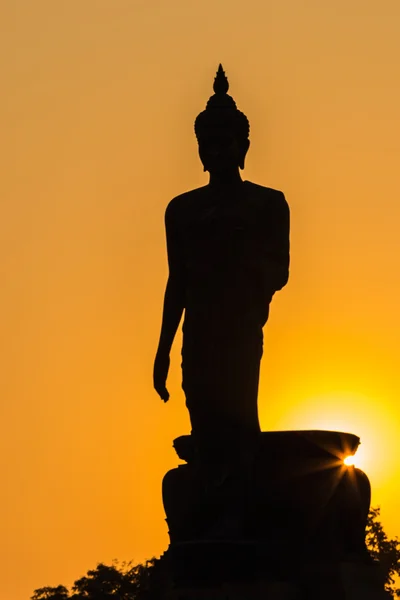 Silhouette del grande Buddha in piedi — Foto Stock