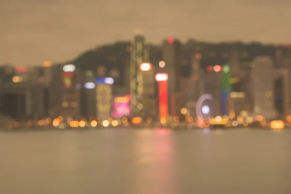 Bokeh ışık, günbatımı Hong Kong limanında bulanıklık — Stok fotoğraf
