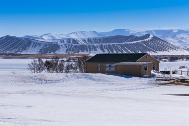 Volkan dağ ve göl Myvatn