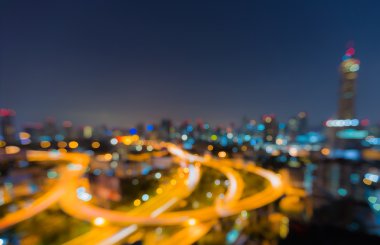 Bangkok otoyol ufuk bokeh ile alacakaranlık