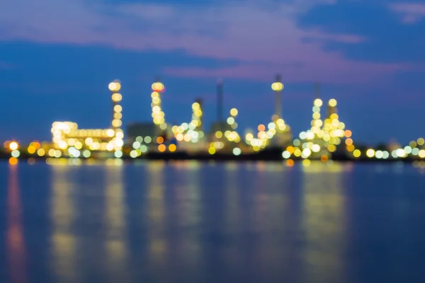 Abstract blur bokeh of Oil refinery twilight — Stock Photo, Image