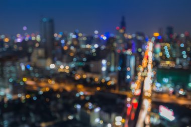 Gece Bangkok iş alanının soyut bulanıklık bokeh