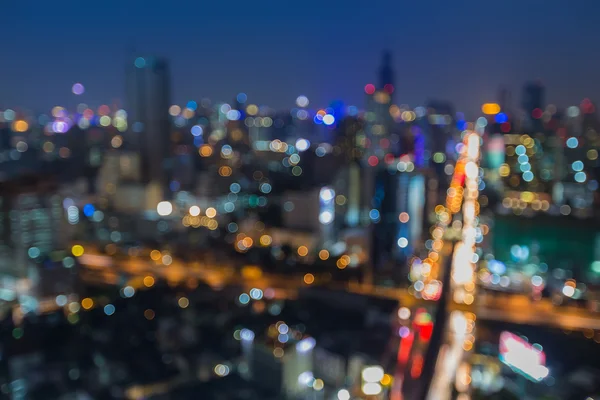 Gece Bangkok iş alanının soyut bulanıklık bokeh — Stok fotoğraf