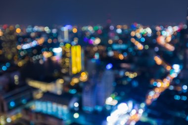 Mevsimlik ışıklar görünümden çatı üst Bangkok şehir, Tayland