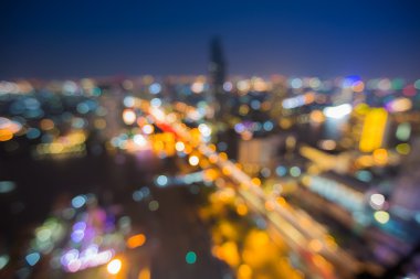 Bangkok bokeh havadan görünümü ile ana Köprü çapraz nehir.