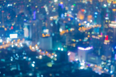 Bangkok şehir manzarası ile bokeh arka plan bulanıklık