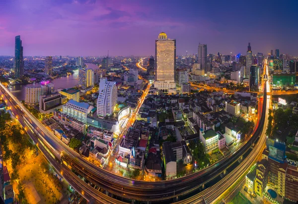 Długich ekspozycji piękną panoramę Bangkoku — Zdjęcie stockowe