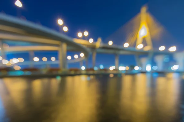 Bokeh lights of Phomipoon Bridge with water reflextion — Stock Photo, Image