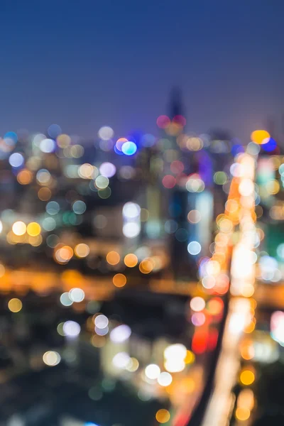 Defocus Stadt Kreuzung Luftbild Traffice Lichter in der Nacht — Stockfoto