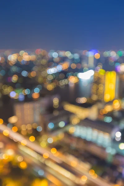 Abtract blur bokeh lights of Bangkok Bridge with water reflextion Bangkok Thailand — Stock Photo, Image