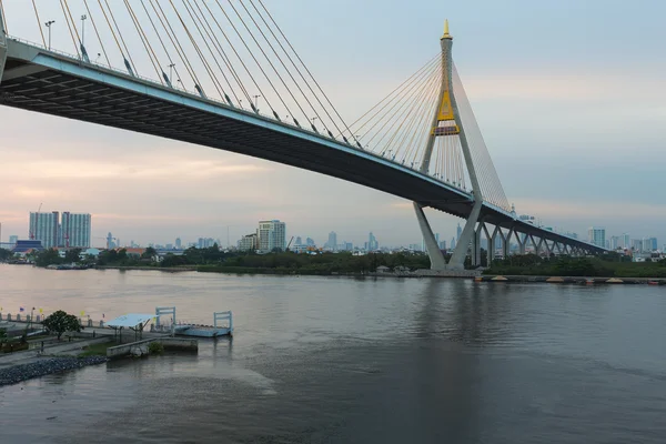 Bhumibol1 bridge river front view, Suspension bridge — Stock Photo, Image