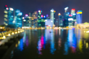 Bokeh ışıkları cityscape su yansıması ile bulanıklık