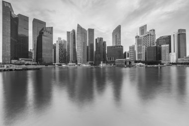 Marina Bay waterfront, Cityscape in siyah ve beyaz