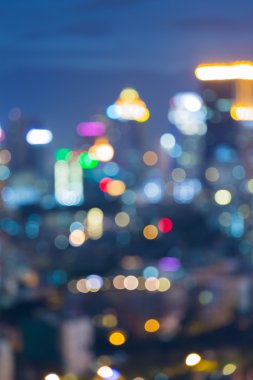 City skyline bokeh lights during twilight