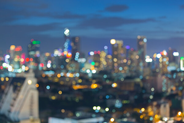 Big city night light, abstract blur bokeh background