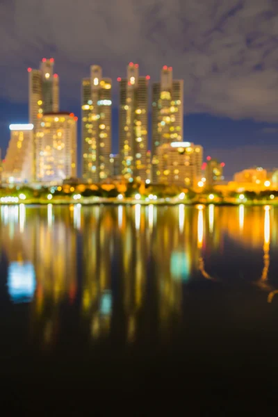 Abstract bokeh water front city night light — Stock Photo, Image