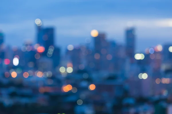 View of city night abstract circular lights blurred bokeh background — Stock Photo, Image