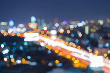 Bulanık bokeh şehir ışıkları gece görünümü oluşturma