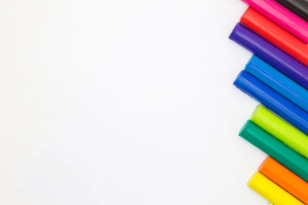 Rainbow colour of art clay sticks on right side — Stock Photo, Image