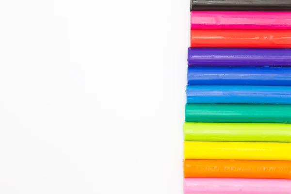 Colourful art clay sticks on white background — Stock Photo, Image