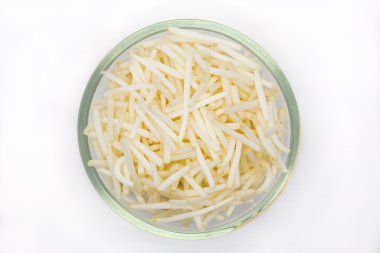 Fasulye filizi cam kase, beyaz arka plan üzerinde ana sayfa görünümü