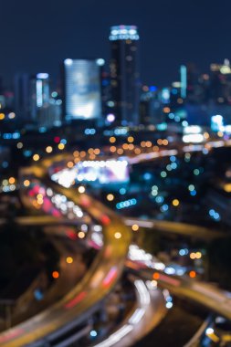 Soyut bulanık bokeh şehir otoyol gelmek ile ofis binası arka plan