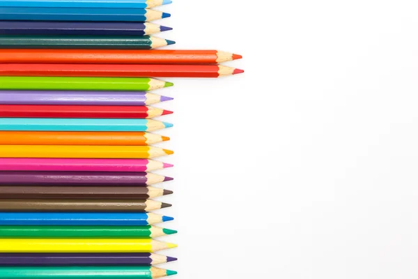 Mixed of colours wooden pencils on white background — Stock Photo, Image