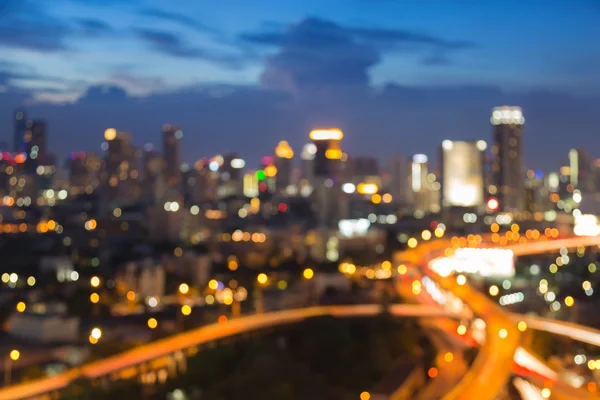 Twilight of blurred bokeh city light background — Stock Photo, Image